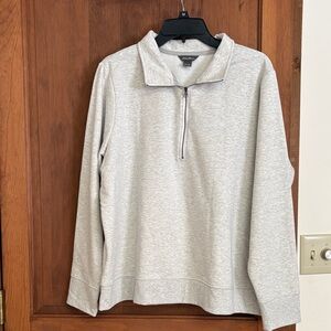 Eddie Bauer Light Gray Zip-Up Sweater